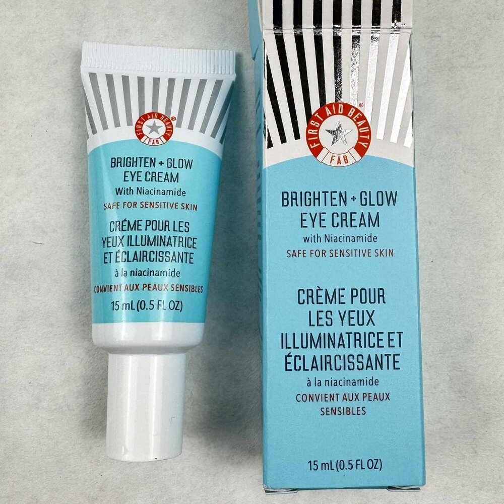 First Aid Beauty Brighten + Glow Eye Cream Niacinamide 15mL Sensitive Skin NEW - Picture 2 of 8